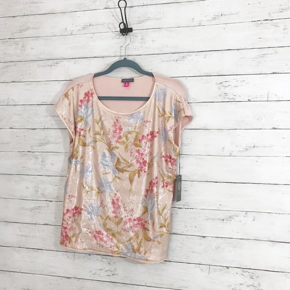 Vince Camuto Drop Shoulder Wildflower Pink Blouse - Picture 3 of 6